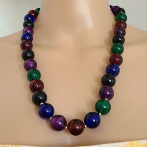 Vintage Multi Colored Beaded Necklace